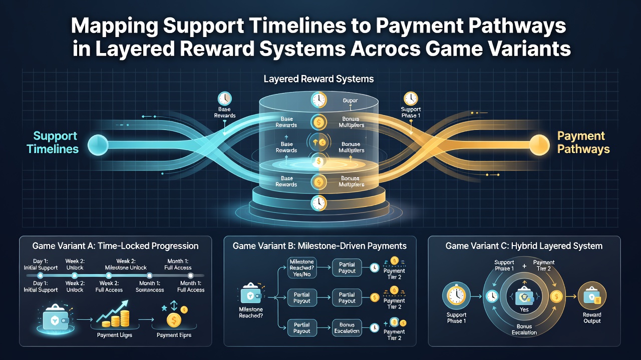 Flussdiagramm von Zahlungswegen und Support-Interaktionen in Reward-Systemen