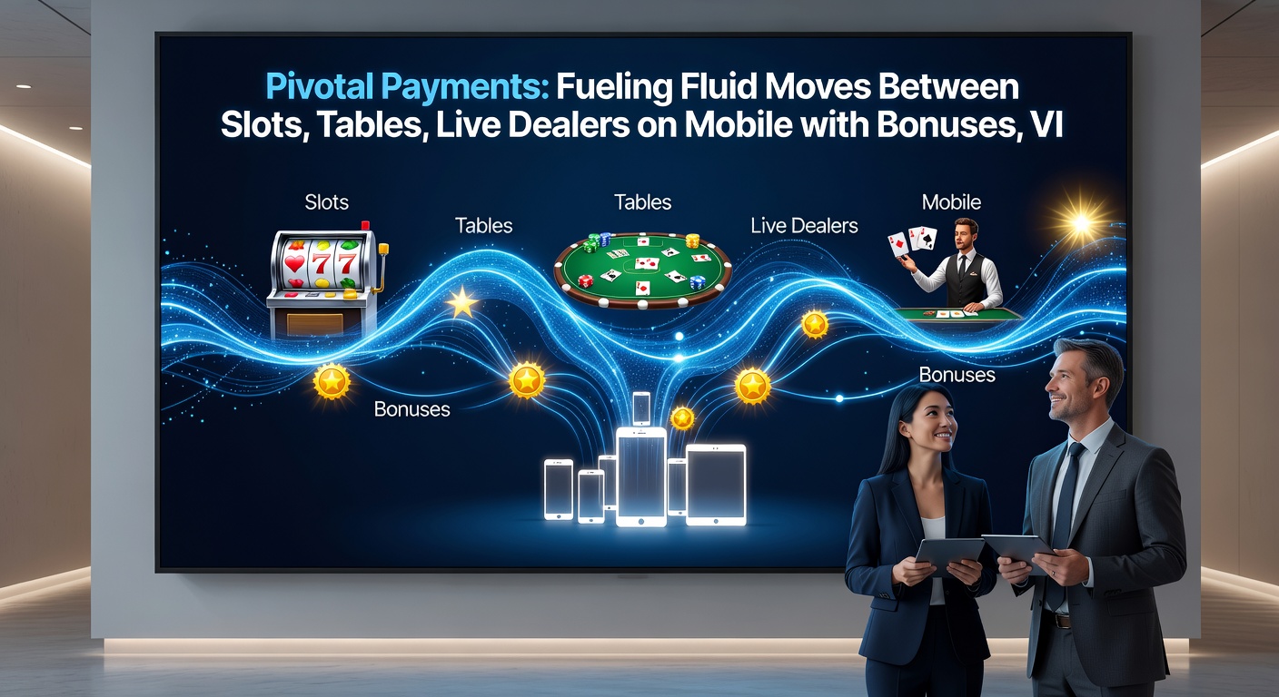 Live-Dealer-Tisch auf Smartphone-Bildschirm, mit Pivotal Payments-Overlay für schnelle Guthaben-Transfers zu Slots und Tischen
